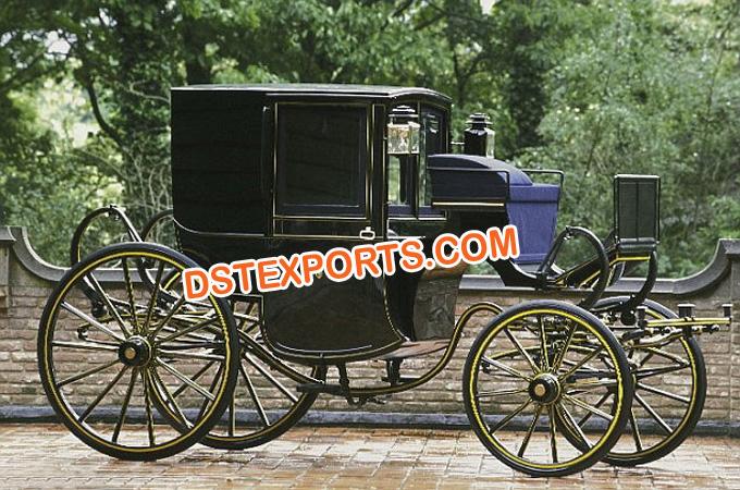 Black Royal Covered Horse Drawn Carriage