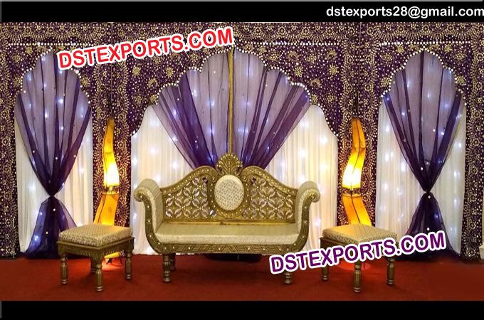 Purple Arch Type Embrodried Backdrop Curtain