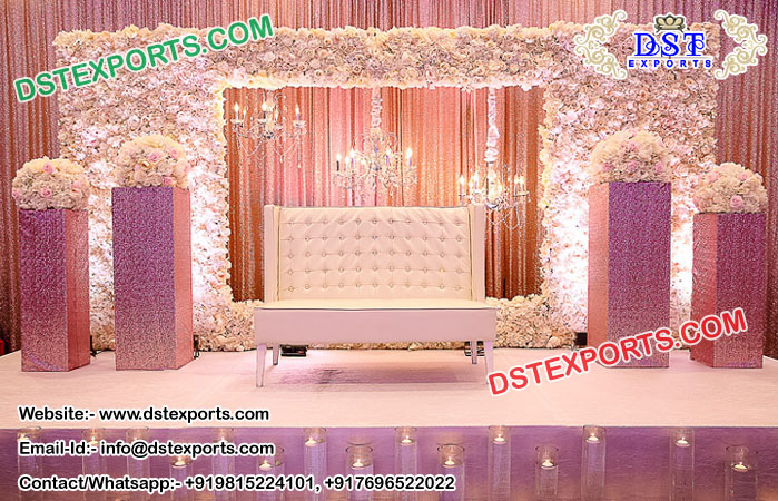 Modern Flower Wall Wedding Stage Decor Idea