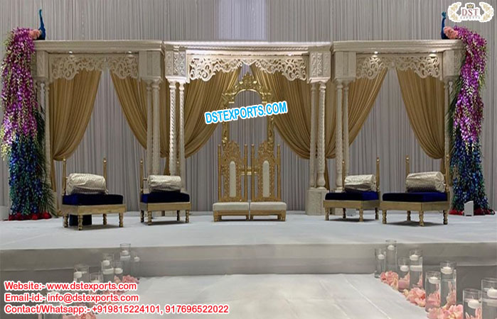 Stylish Wedding Triple Pillar Stage Decoration