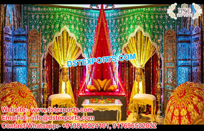 Muslim Wedding Stage Embroided Backdrop Curtains