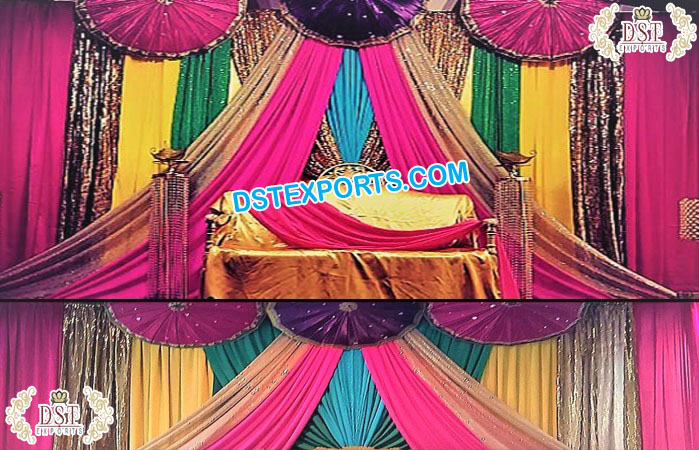 Muslim Mehndi Night Colourful Backdrop Curtains
