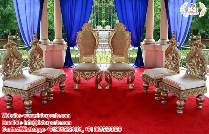 Luxury Wedding Ceremony Gold Mandap Chairs