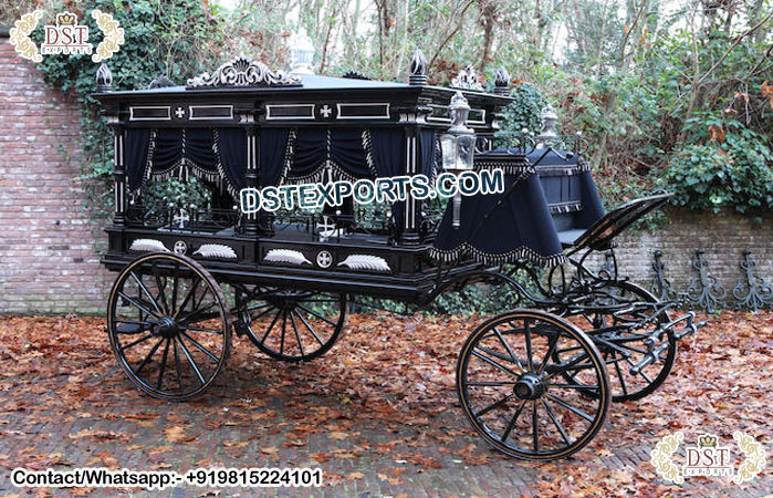 Classic Style Black Funeral Horse Carriage