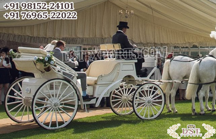Vintage Style White Vis-A-Vis Wedding Carriage