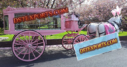 PINKISH FUNERAL HORSE CARRIAGE