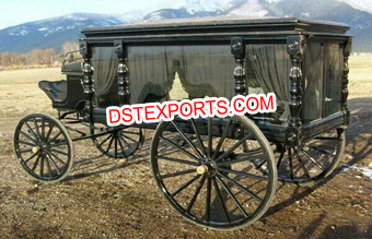Black Funeral Horse Wagon