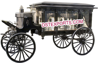 Black Funeral Horse Drawn Carriage