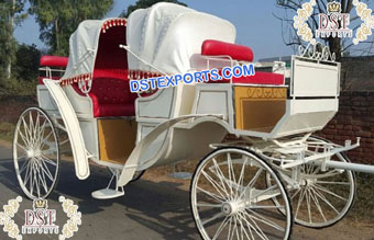 White Victoria Horse Drawn Touring Carriage