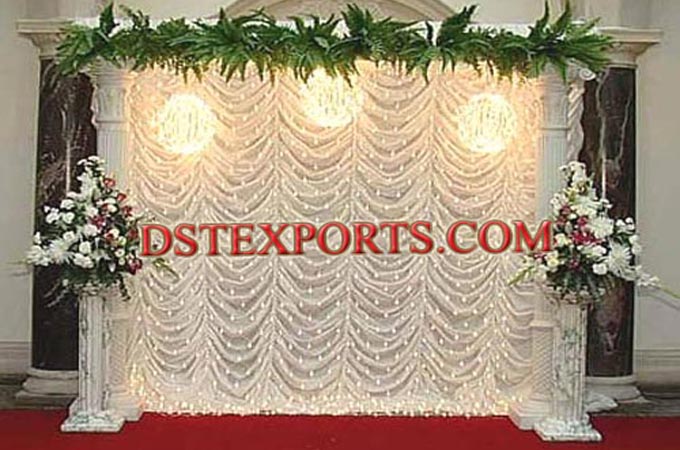 Lighted Mandap White Backdrops