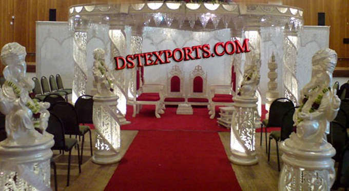 Wedding Six Pillars Fiber Crystal Mandap For Sale