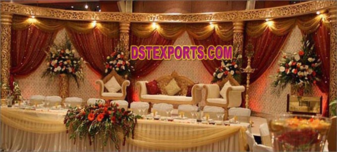 Muslim Wedding Golden Carved Stage Set