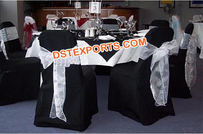 Wedding New Black Chair Cover With White Sashas