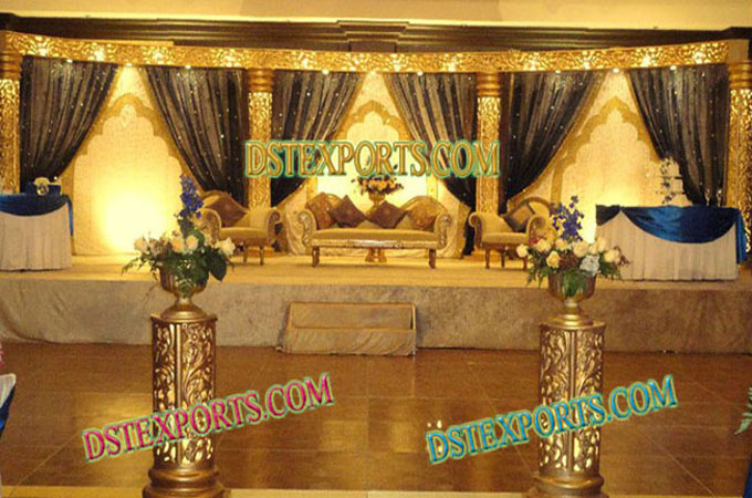 Muslim Wedding Golden Carved Stage For Reception