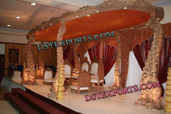 INDIAN WEDDING WOODEN PEACOCK MANDAP