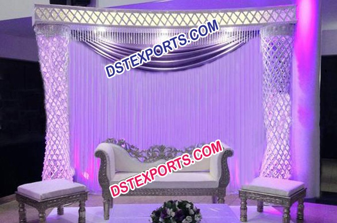 Latest Asian Wedding Crystal Pillar Stage