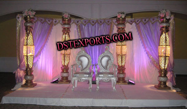 ASIAN WEDDING BOTTLE PILLARS STAGE