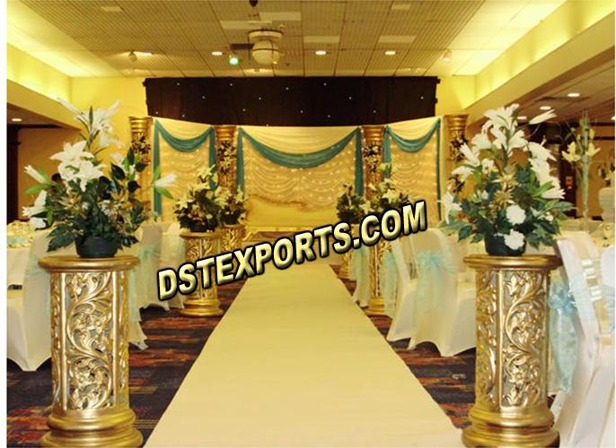 WEDDING GOLDEN CARVED FIBER PILLARS