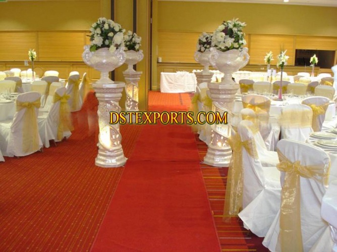 WEDDING AISLEWAY CRYSTAL PILLAR WITH FLOWER POT