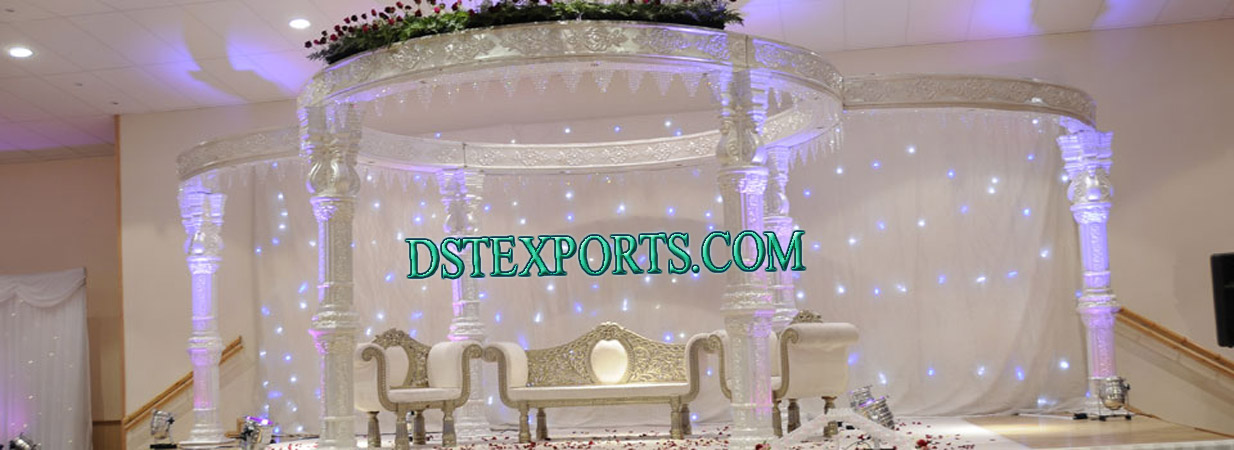 WEDDING WHITE CARVED DEV MANDAP