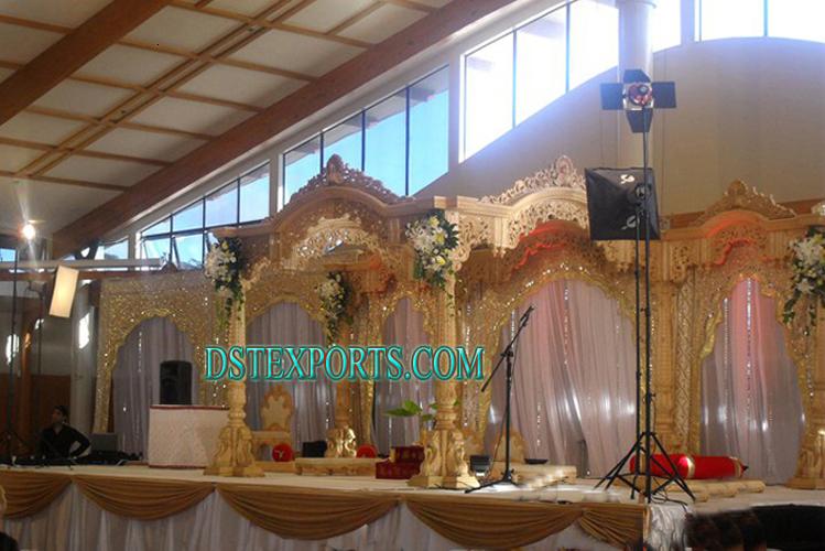 INDIAN WEDDING GOLDEN WOOD MANDAP SET