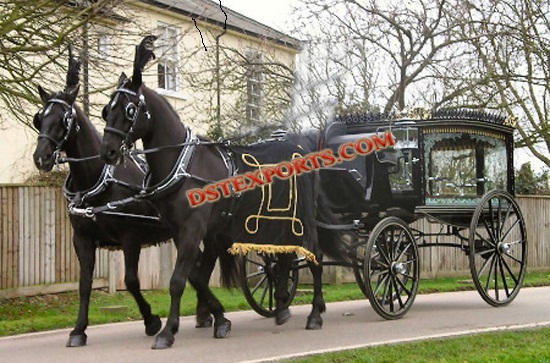 ROYAL BLACK FUNERAL HORSE CARRIAGE