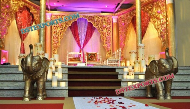 WEDDING GOLDEN CARVED WOODEN BACKDROP PANELS