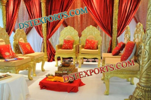 INDIAN WEDDING GOLDEN MANDAP CHAIRS