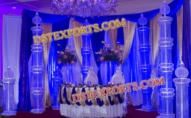 WEDDING STAGE METAL CRYSTAL PILLARS