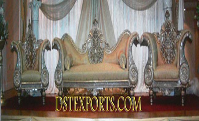 Wedding Silver Carved Metal Sofa Set