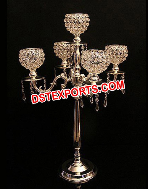 WEDDING SILVER CRYSTAL CANDLABRA