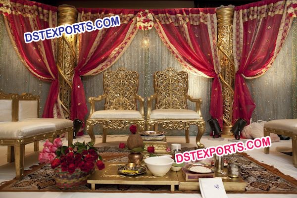 Indian Wedding Gold Mandap Chairs