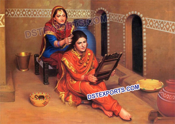 Punjabi Ladies Fiber Glass Statues