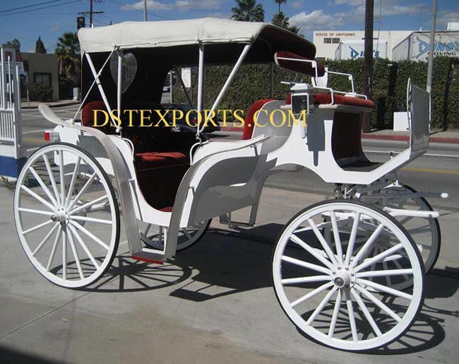 White Victoria Horse Drawn Carriages