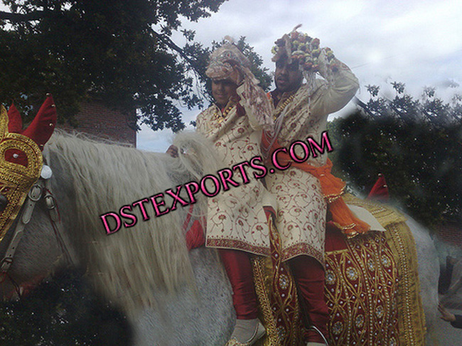 Wedding Embroidery Red Horse Costume