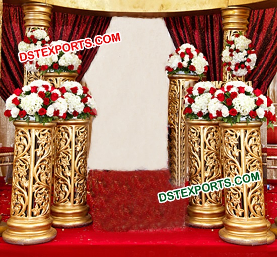 Indian Wedding Golden Fiber Pillars