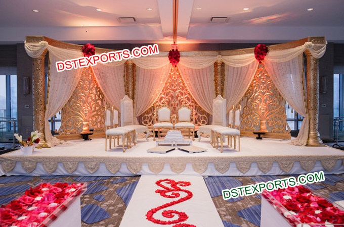 Asian Wedding Golden Stage Decorations