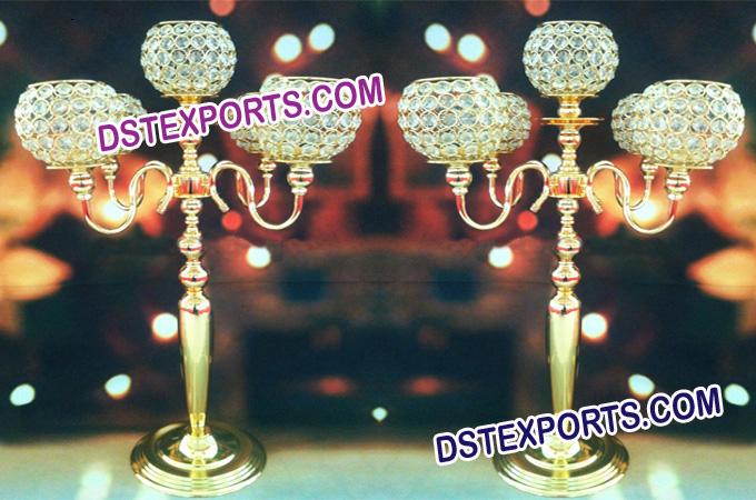Latest Gold Five Arm Crystal Candelabras