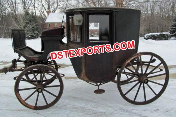 Wedding Black Covered Horse Drawn Carriage