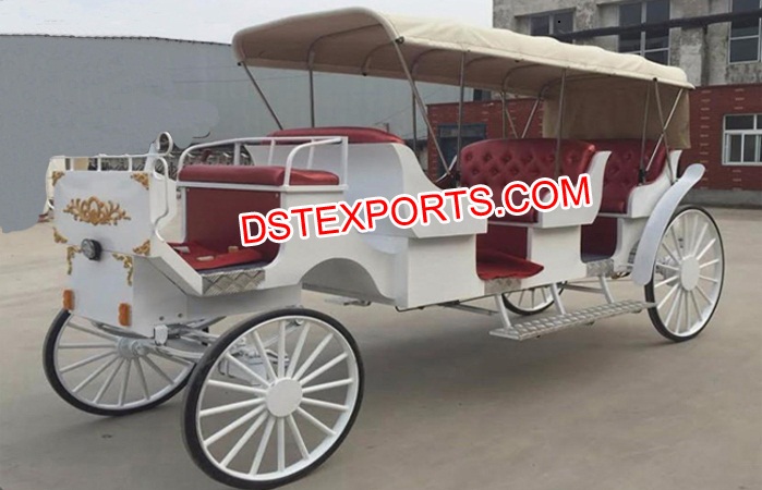 Three Seater Limousine White Wedding Horse Buggy