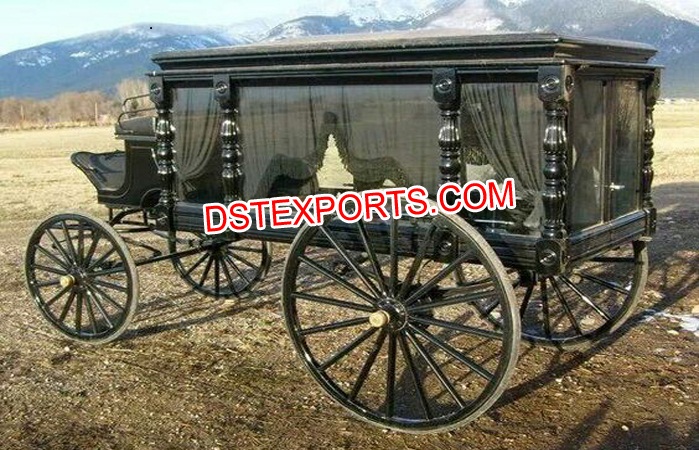 Black Funeral Horse Wagon