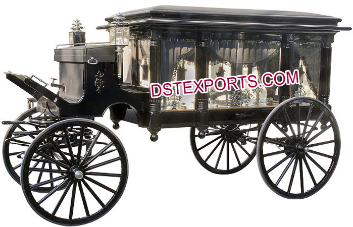 Black Funeral Horse Drawn Carriage