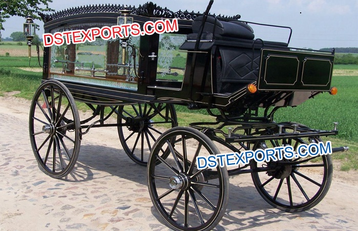 Black Funeral Hearse Horse Drawn Carriage