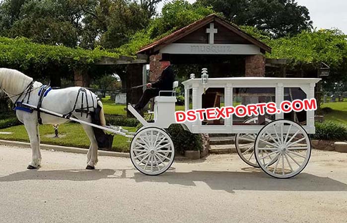 White Funeral Horse Carriages Buggy