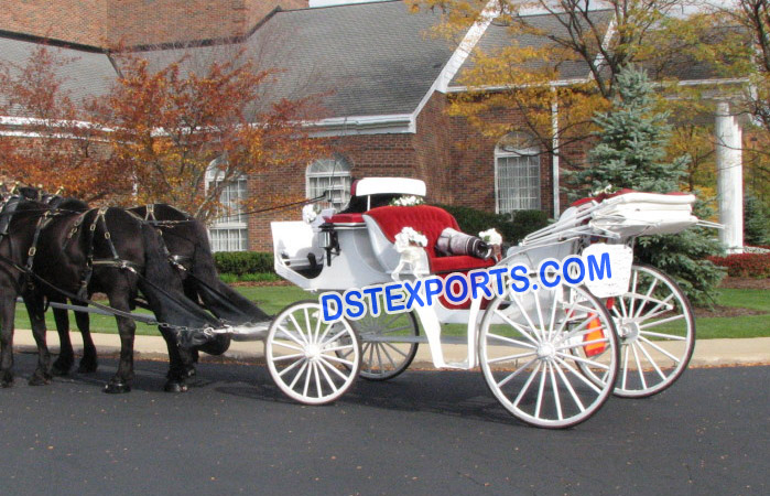 White Wedding Victoria Horse Buggy