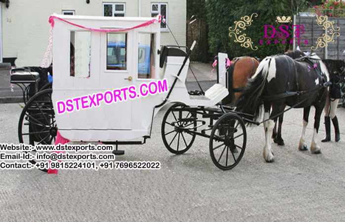 White Antique Horse Drawn Carriage