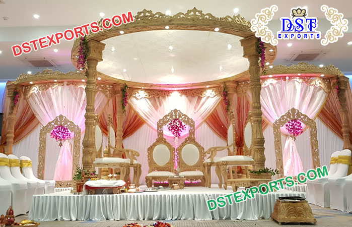 Stunning Look Wedding Wooden Carved Mandap