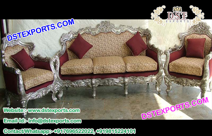 Teak Wood Silver Wedding Sofa Set