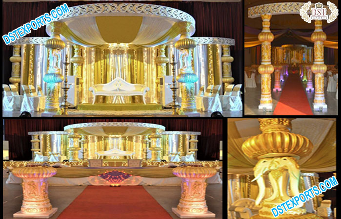 Dazzling Elephant Pillar Wedding Mandap