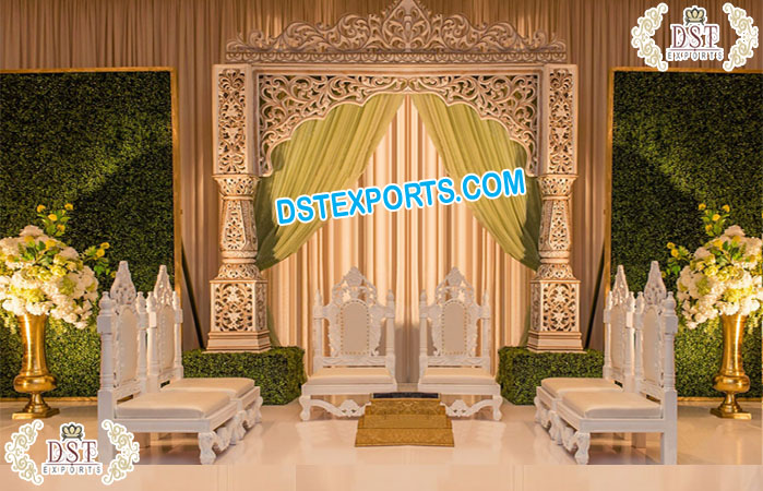 Stylish Pearl White Low Seating Mandap Chairs